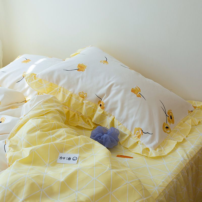 New Korean version of ruffled lace bed skirt sheet four-piece set of ground wool bedding manufacturers direct sales Item Picture