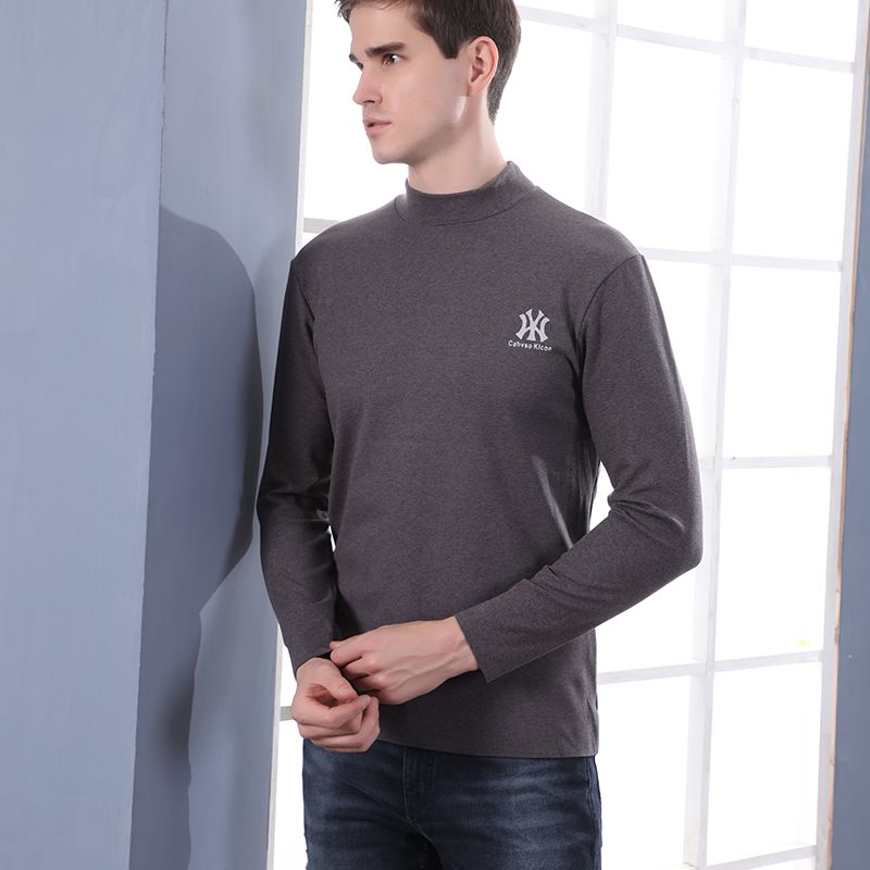 Cationic Thickened Men's Low Neck Long Johns Warm Single Top details Picture