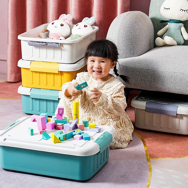 儿童玩具衣物多功能收纳箱加厚承重强带滑轮床底收纳盒简约时尚