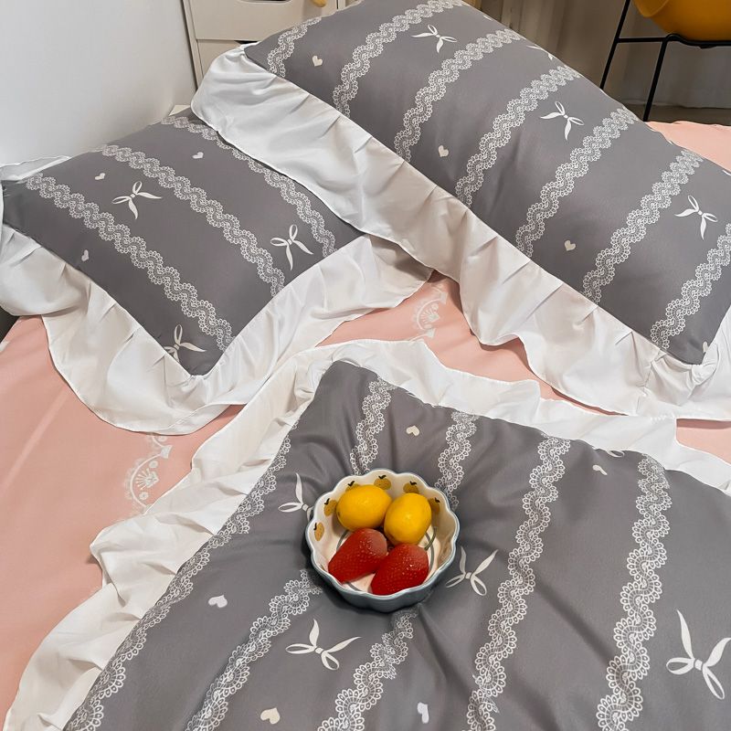 New Korean lace plant cashmere thickened woolen printing four-piece set of export bedding manufacturers direct sales Specification drawing