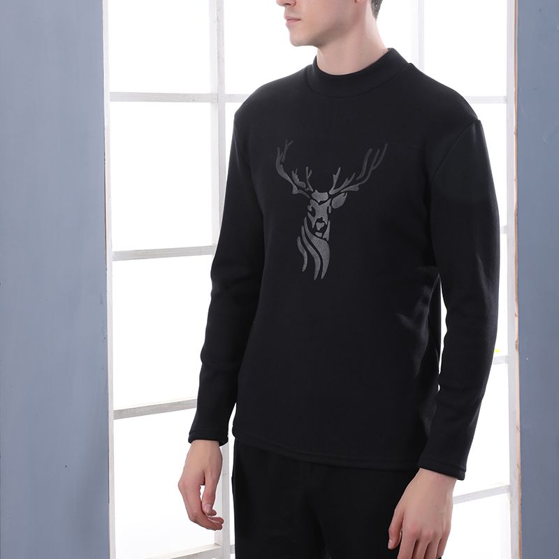Cationic Thickening And Fleece Men's Low Neckline Warm Single Coat Specification drawing