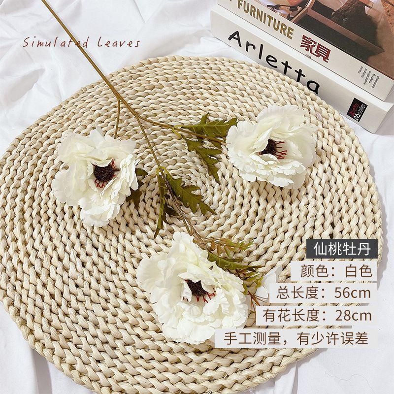 Three artificial peony flowers, lotus and crane peonies, wedding hall road guide flower arrangement, soft decoration artificial flowers, wedding artificial flowers details Picture