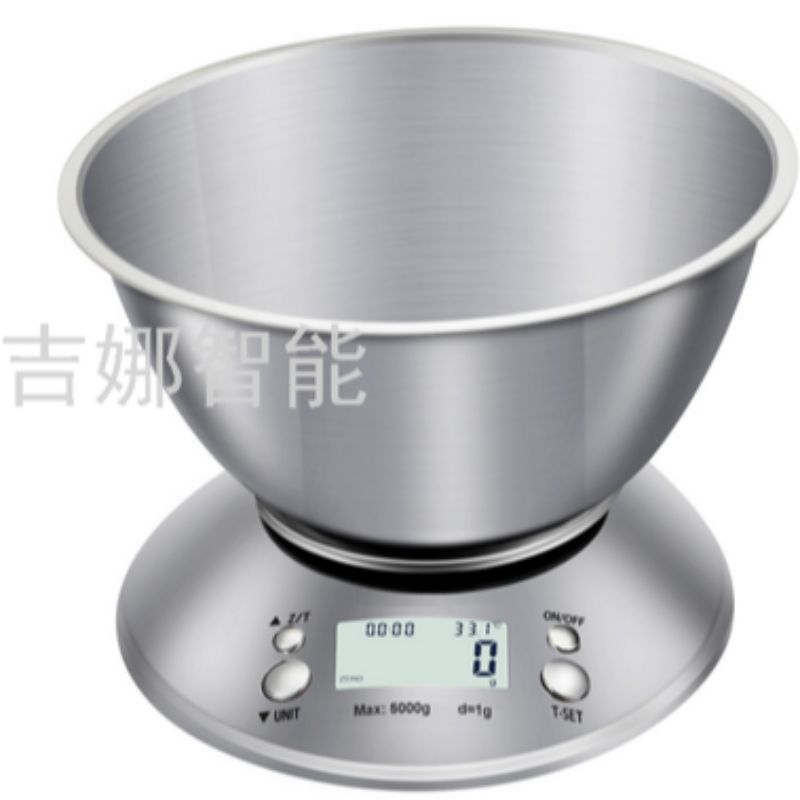 402家用不锈钢厨房秤5kg/1g带碗烘焙食物克秤电子克重秤厨房秤