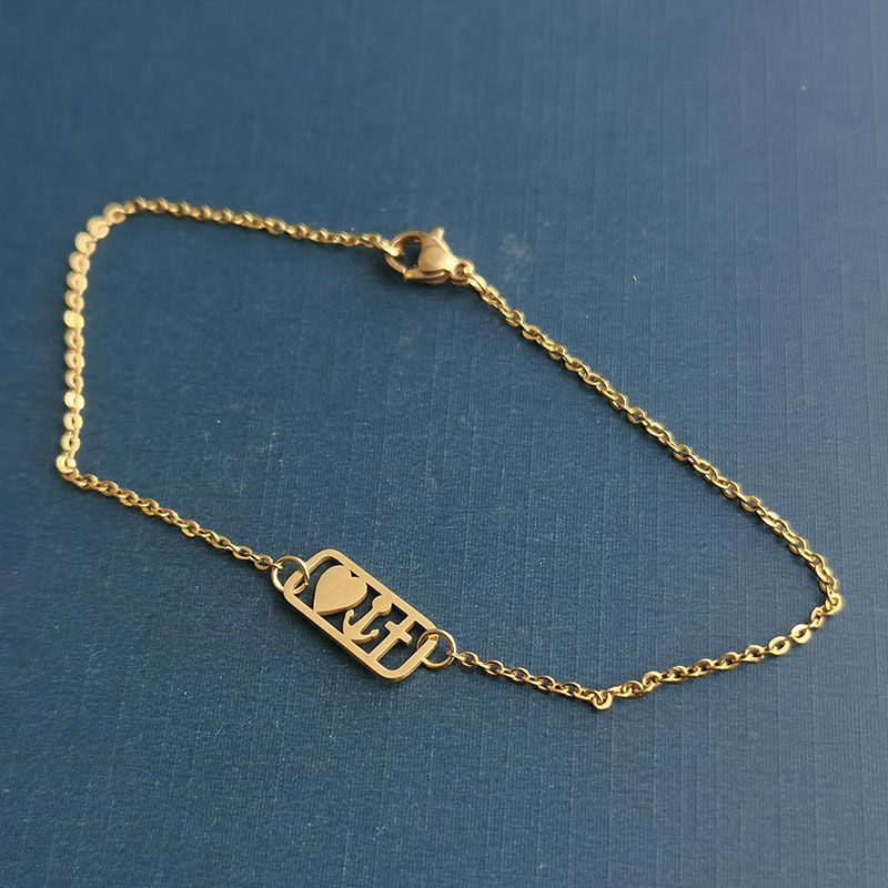 diy finely polished accessories, hollow heart bracelet pendant, engraved heart, anchor, cross, steel and gold in stock Item Picture