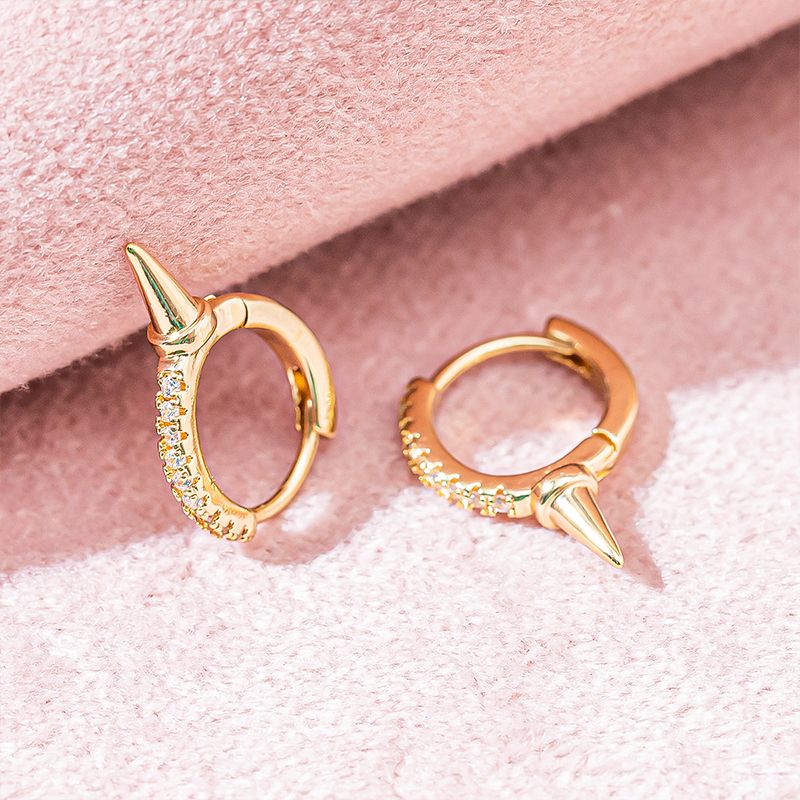 European and American cross-border bestsellers, rivet shaped ear loops, zircon earrings, ear buckles, minimalist design, punk personality earrings for women