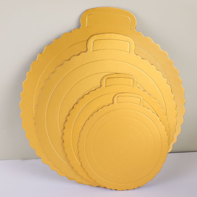 Factory SALES 4/6/8/10 "GOLDEN cake BASE HOLDER SQUARE round cardboard pad thickened gold tray thumbnail