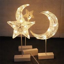 藤条台灯爱心星星圣诞树月亮灯手工编织纸绳创意小夜灯房间装饰