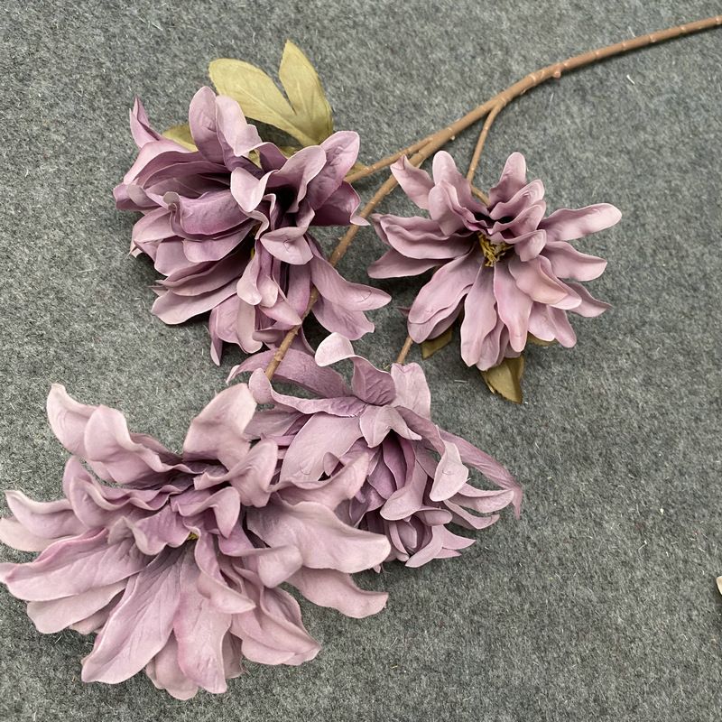 4-pronged purple orchid wedding home decoration ornaments, artificial plant garden wall decoration, artificial flower bouquets, artificial silk flowers