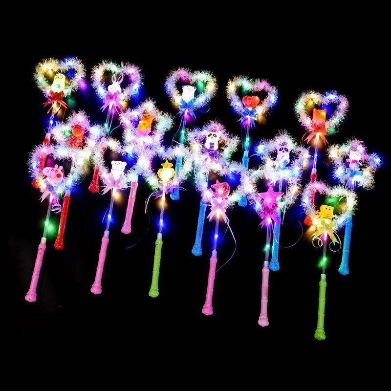 Luminous Magic Wand Bow Cartoon Magic Wand Rain Wreath Manufacturers Direct Wholesale Hot Sales details Picture