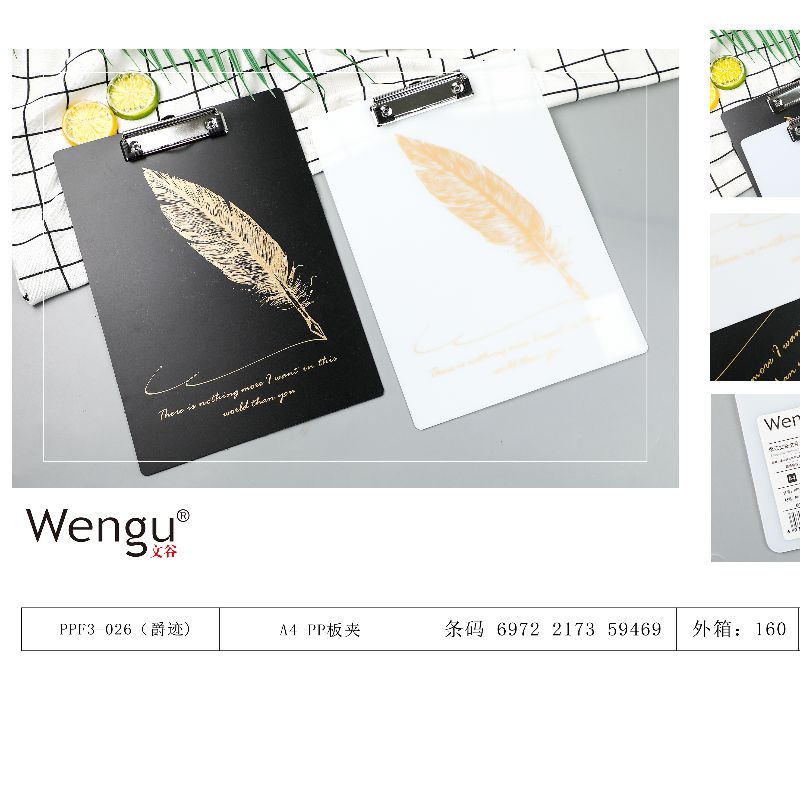 Factory direct sales of folder and board holder PT office and study supplies, Wengu PP single board holder