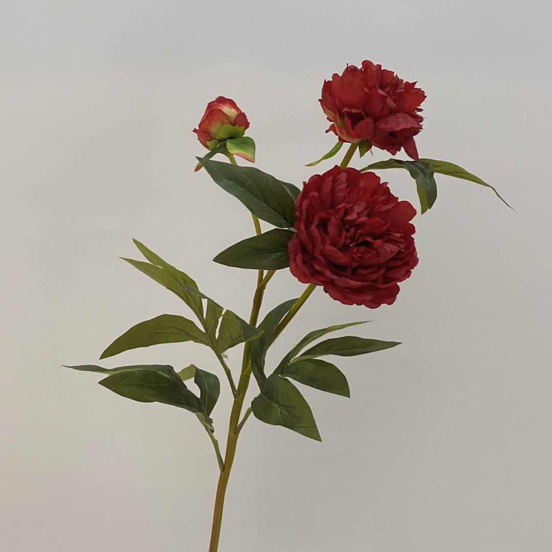 New Chinese-style high-end 3-head lotus and peony home hotel soft decoration wedding hall photography props, hand-held artificial flowers. details Picture