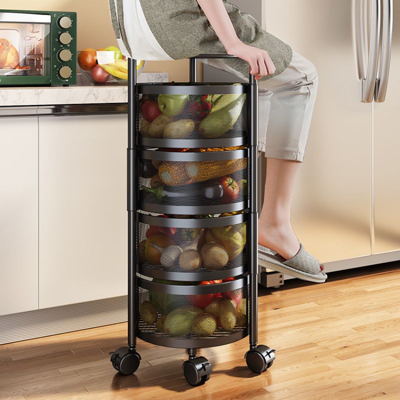 厨房置物架落地可旋转蔬菜水果收纳架家用多层带轮子果篮详情图2