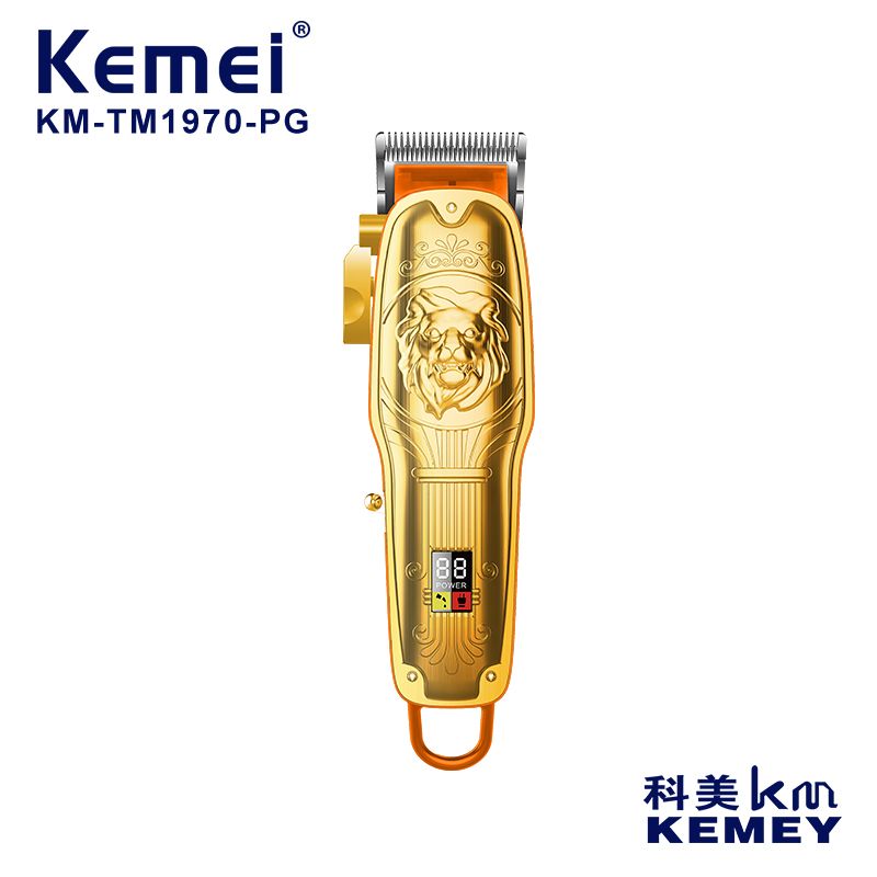 Cross-border manufacturers direct power supply clippers Kemei KM-TM1970-PG men's hair clipper translucent hair salon clippers