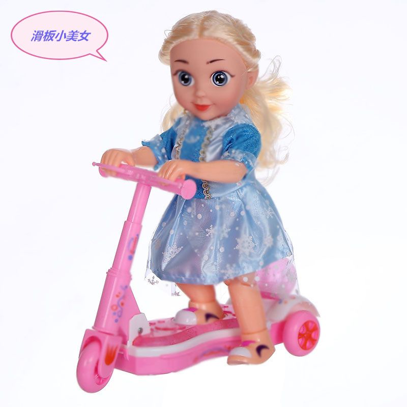 儿童滑板车洋娃娃发光音乐多功能可爱女孩娃娃玩具地摊批发跨境详情图1
