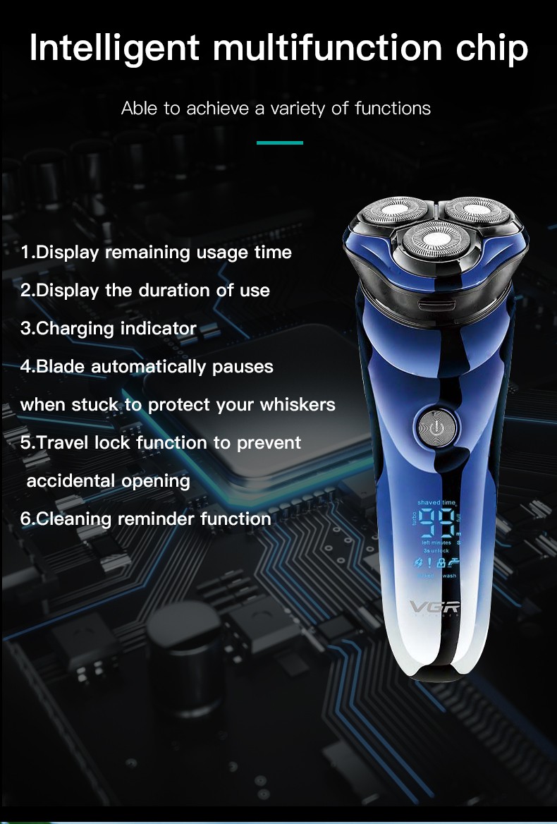 VGR V-305 washable shaver waterproof IPX7 for men electric shaver for men razor with LED display travel undefined