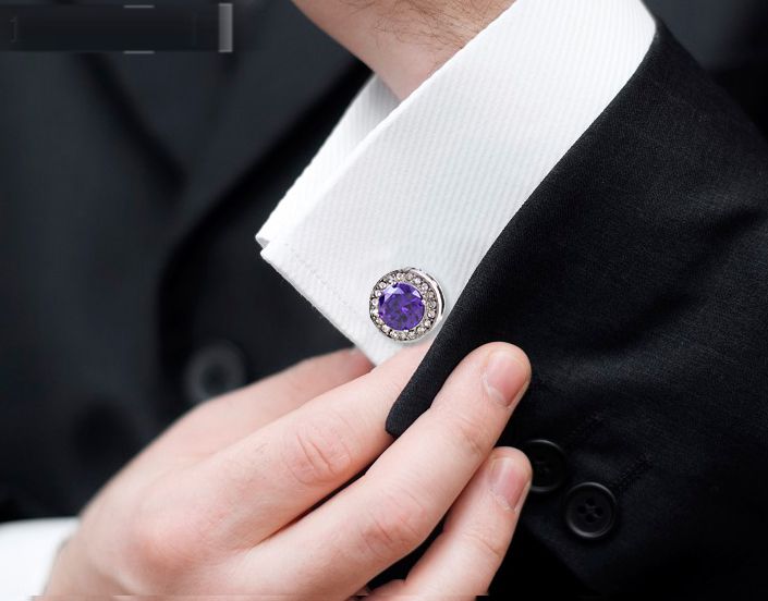 Purple zircon cufflinks details Picture