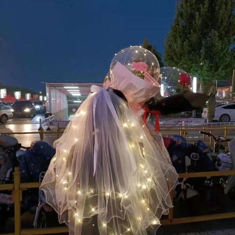 Net Red Luminous Veil Double Adult Children Bow Veil With Light License Photo Headwear Wholesale Stall Specification drawing