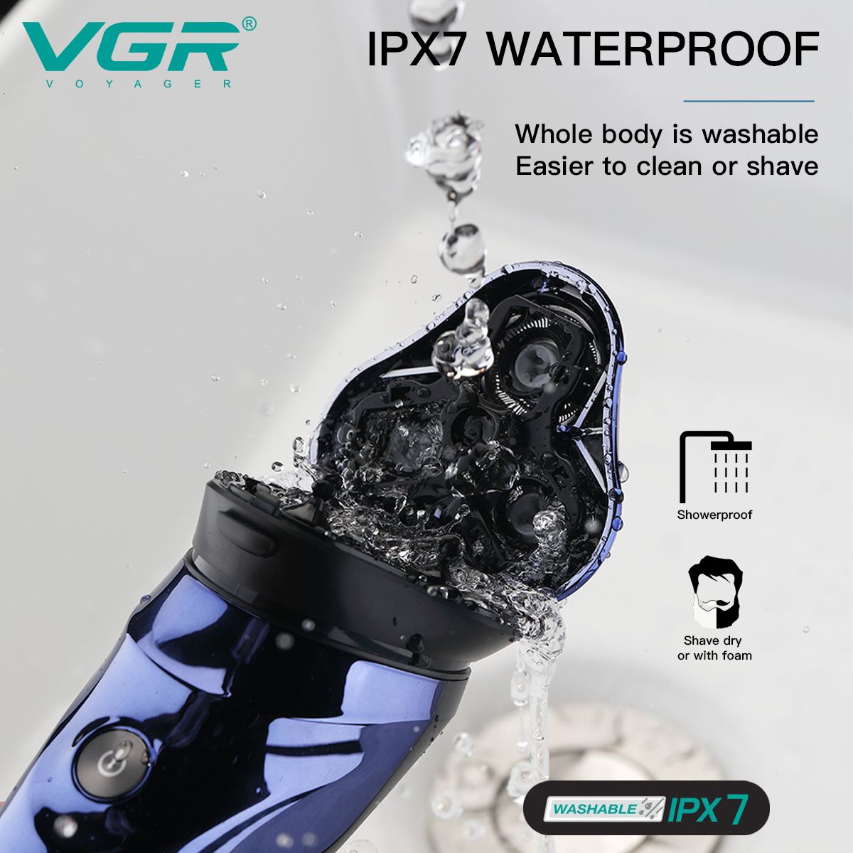 VGR V-305 washable shaver waterproof IPX7 for men electric shaver for men razor with LED display travel Application Scenario