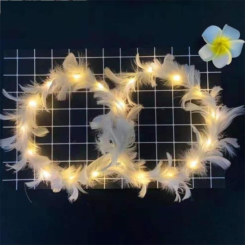 Fairy Light Feathers Goose Down Garland Rabbit Ears Network Red Night Market Push Flash Headwear Sweep Code Toys Wholesale Specification drawing