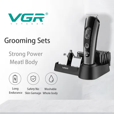 VGR Rechargeable grooming kits for men V-175 cordless mens grooming kit 5 in 1 grooming sets with LED display thumbnail