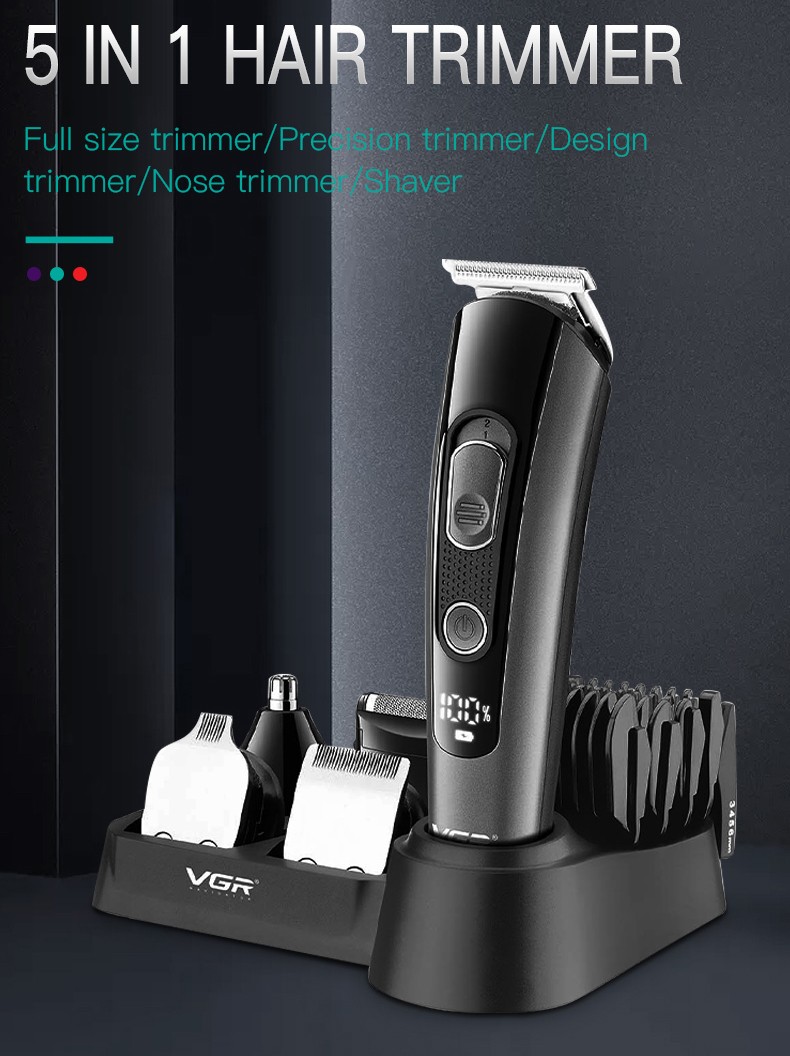 VGR Rechargeable grooming kits for men V-175 cordless mens grooming kit 5 in 1 grooming sets with LED display undefined