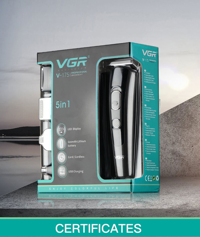 VGR Rechargeable grooming kits for men V-175 cordless mens grooming kit 5 in 1 grooming sets with LED display undefined