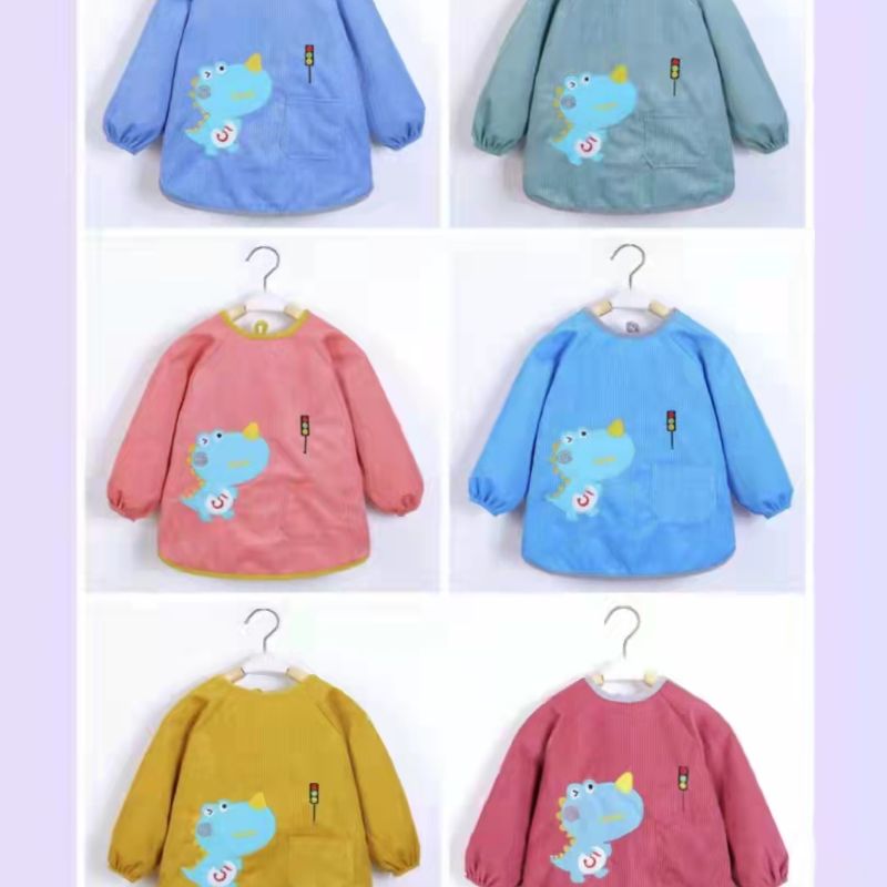 Baby Eating Overalls Children's Reverse Dress Crystal Velvet Apron Bib Anti-Dirty Autumn And Winter Long-Sleeved Baby Cover Coat 6