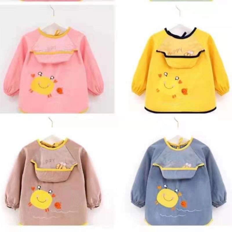 Baby Eating Overalls Children's Reverse Clothing Waterproof Wear Apron Bib Anti-Dirty Autumn And Winter Long-Sleeved Baby Cover Coat details Picture