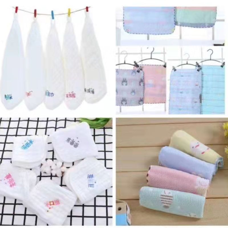 Baby Drool Towel Baby Cotton Super Soft Small Square Baby Face Towel Handkerchief For Children Gauze Towel details Picture