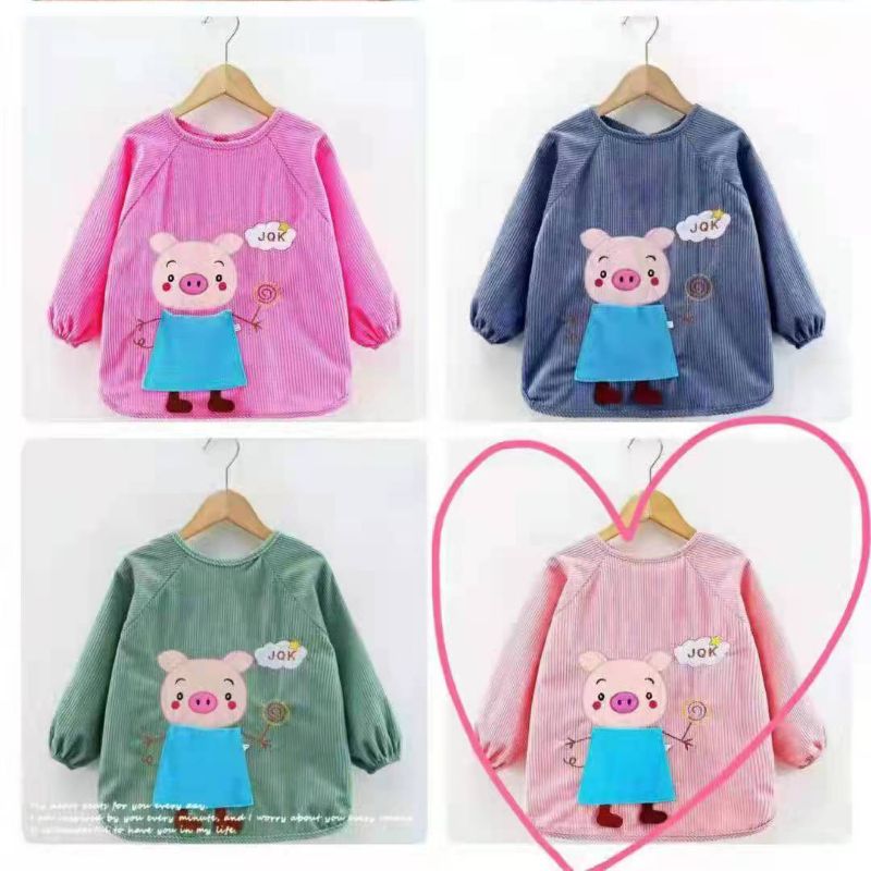 Baby Eating Overalls Children's Reverse Dress Corduroy Apron Bib Anti-Dirty Autumn And Winter Long-Sleeved Baby Cover Coat