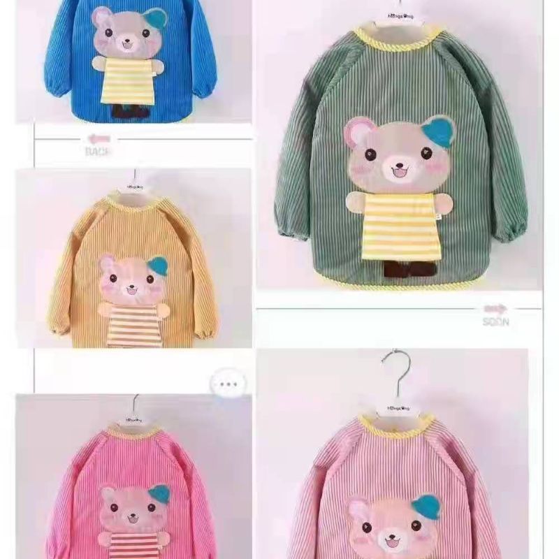 Baby Eating Overalls Children's Reverse Dress Corduroy Apron Bib Anti-Fouling Autumn And Winter Long-Sleeved Baby Cover Coat 5