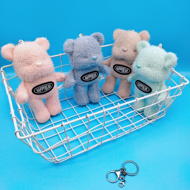 New cute plush mini bear keychain pendant Bear cartoon couple bag doll keychain