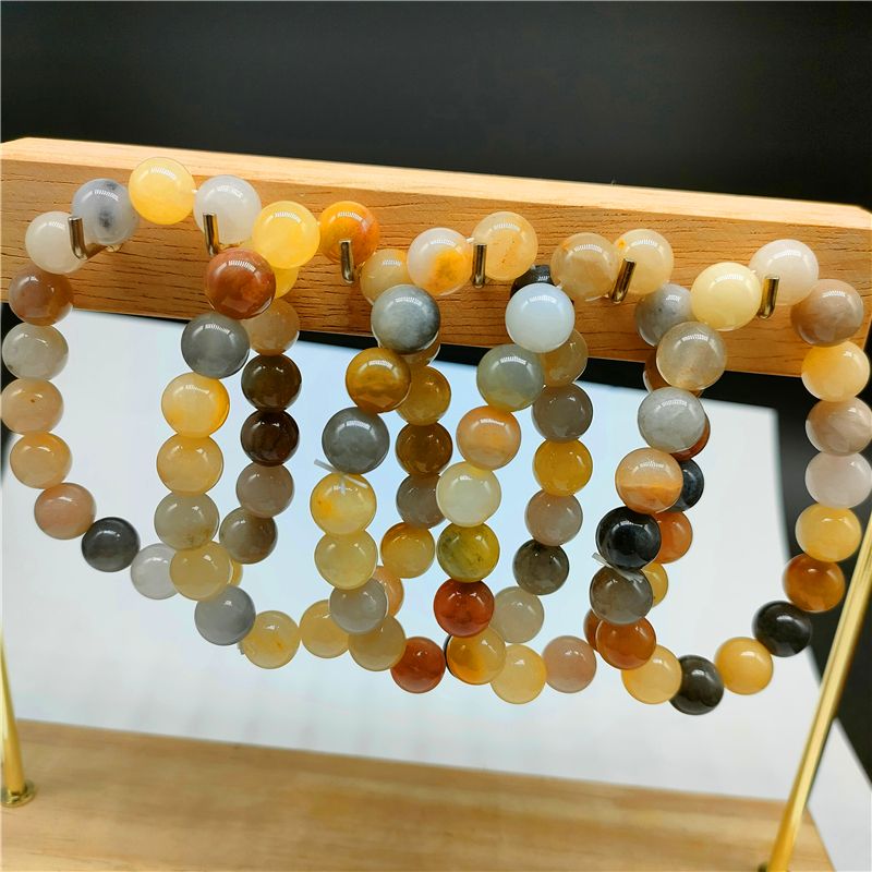 Genuine Natural Gold Silk Jade 10 Cent Multi-Treasure Round Beads Men's And Women's Topaz Bracelet Specification drawing
