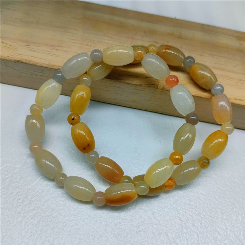 Genuine Natural Gold Wire Jade Rice Zhuduobao Round Beads Men's And Women's Topaz Bracelet Specification drawing