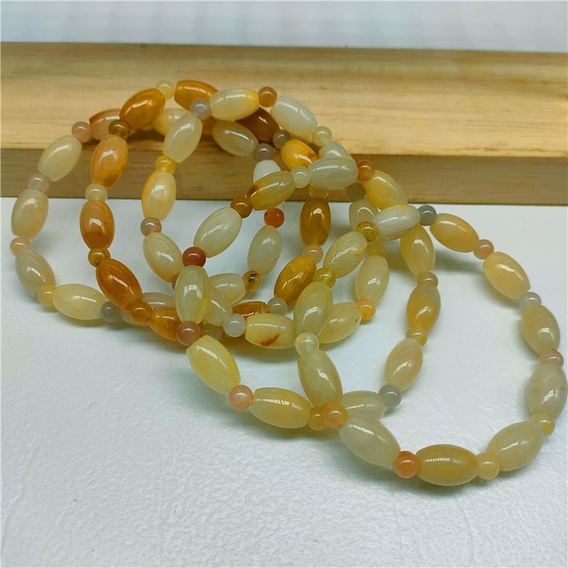 Genuine Natural Gold Wire Jade Rice Zhuduobao Round Beads Men's And Women's Topaz Bracelet details Picture