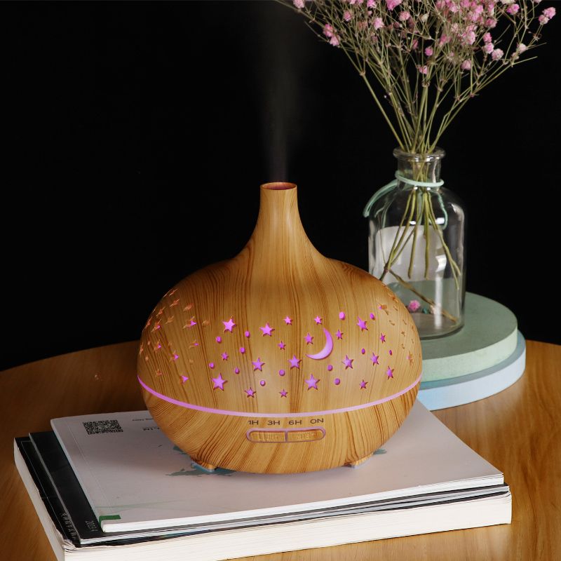 Star and Moon hollowed-out seven-color lamp aroma diffuser ultrasonic aroma diffuser