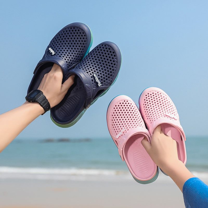 跨境情侣款洞洞鞋夏季新款男士休闲包头凉拖鞋男女沙滩鞋
