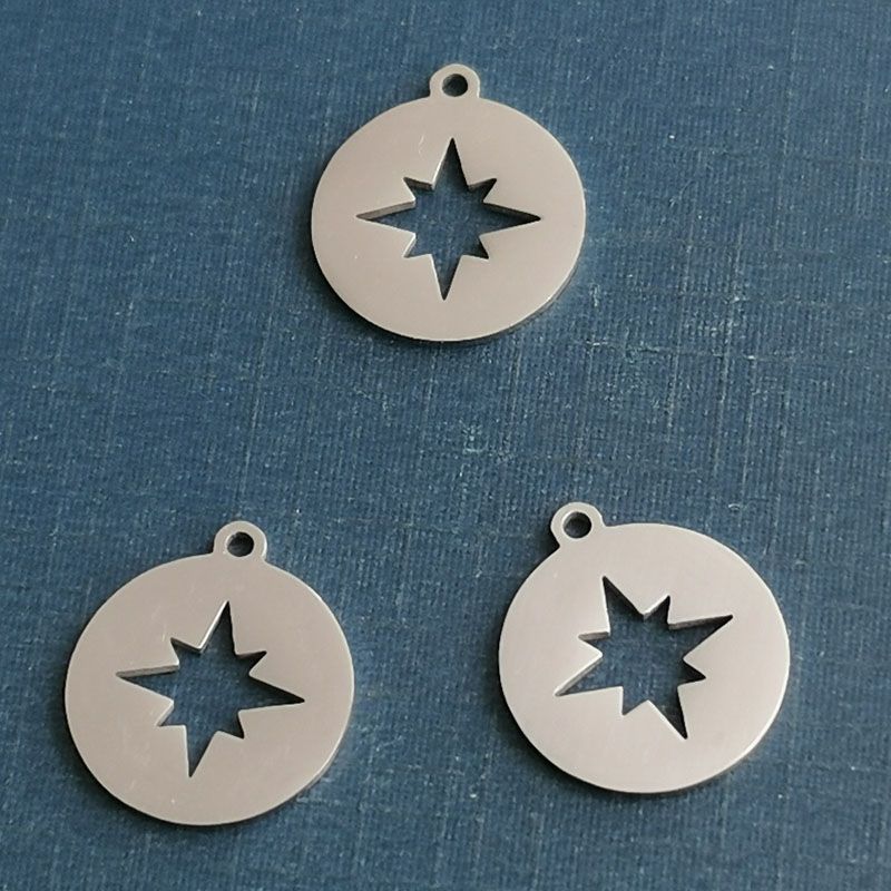 Mirror stainless steel round hollow compass jewelry accessories DIY necklace bracelet pendant titanium steel pendant
