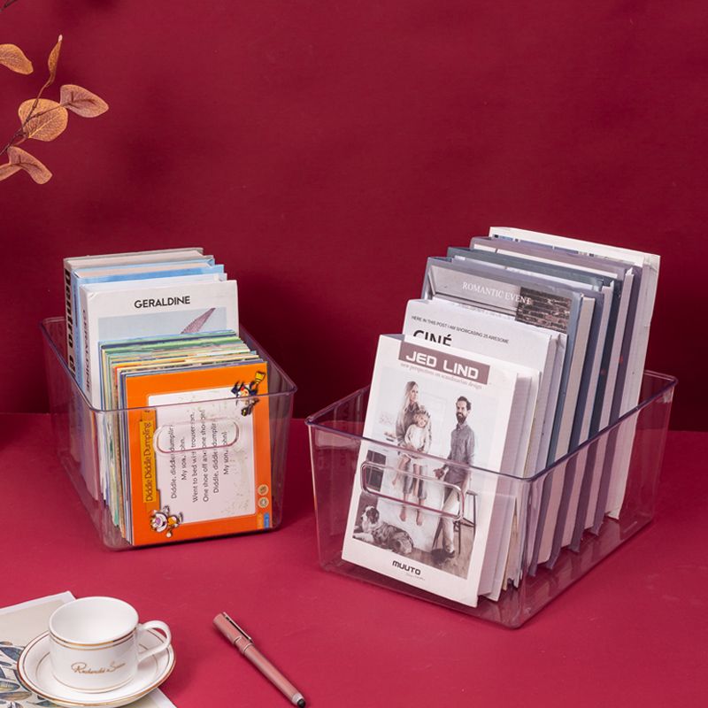 Small book box storage box for books, student classroom books, transparent storage box for organizing picture books, children's storage box details Picture