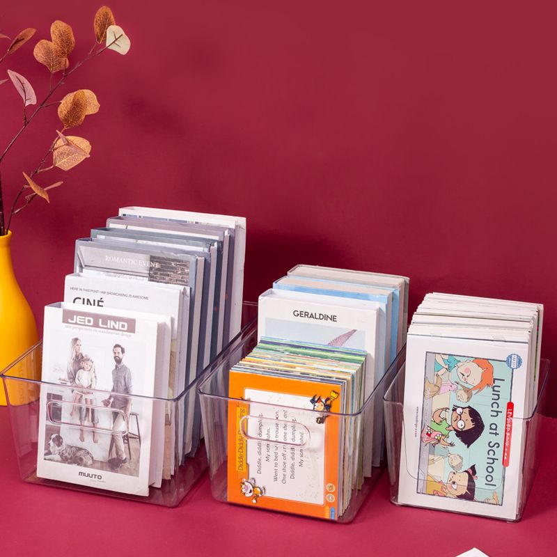 Extra-large product dimensions: 32*24*15.5. Book storage box, plastic transparent household toy organization and storage box, book student desktop storage box details Picture