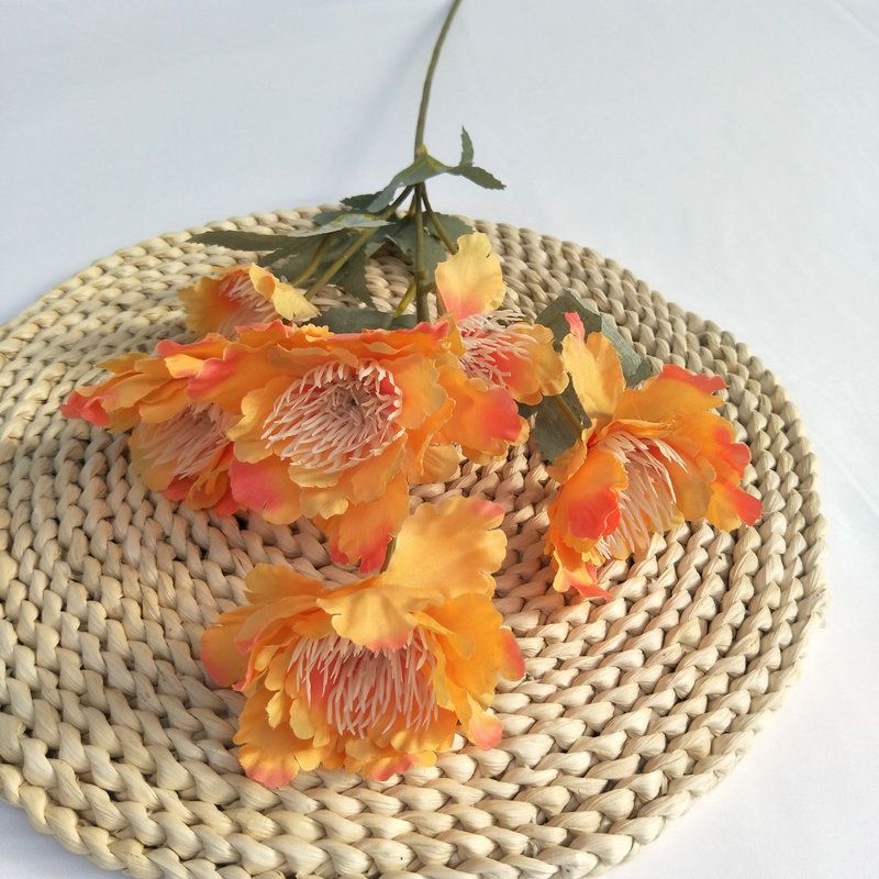 The manufacturer supplies 6-head snow-falling peony multi-color bunches of artificial flowers for home decoration in Tianjin