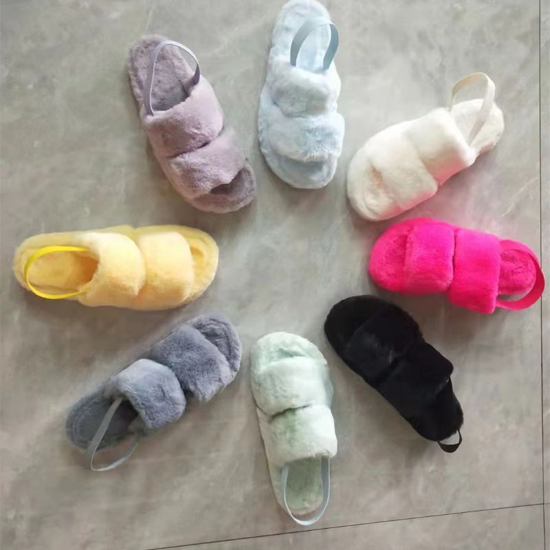 Foreign Trade Wholesale New Cotton Slippers Home Autumn And Winter Plush Couples Indoor Thick Sole Non-Slip Leather Warm Shoes 21 details Picture