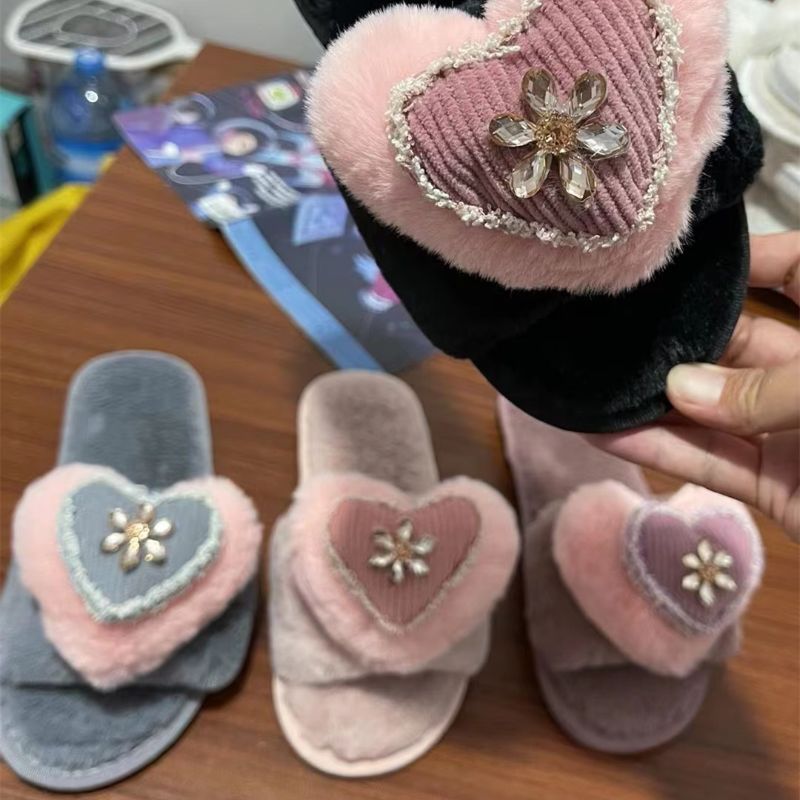 Foreign Trade Wholesale New Cotton Slippers Home Autumn And Winter Plush Lovers Indoor Thick Sole Non-Slip Leather Warm Shoes 51 Specification drawing