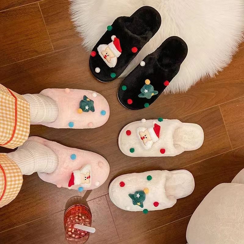 Foreign Trade Wholesale New Cotton Slippers Home Autumn And Winter Plush Lovers Indoor Thick Sole Non-Slip Leather Warm Shoes 52 details Picture