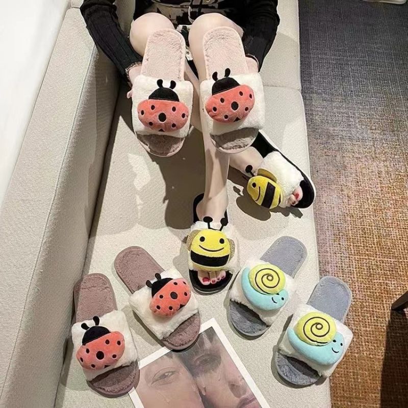 Foreign Trade Wholesale New Cotton Slippers Home Autumn And Winter Plush Lovers Indoor Thick Sole Non-Slip Leather Warm Shoes 46 Specification drawing