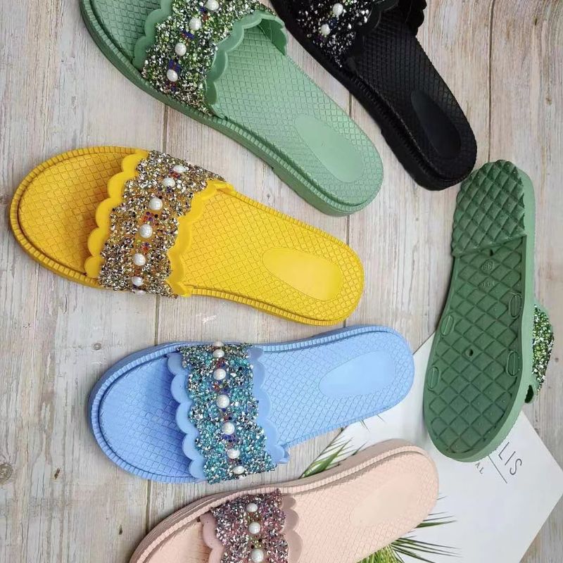 Summer New Word Open Toe Korean Version Of Fashion Lace Small Fresh Flat Casual Slippers Women's Shoes details Picture