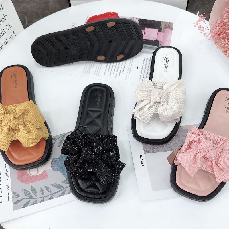 Summer New Word Open Toe Korean Version Of Fashion Lace Small Fresh Flat Casual Slippers Women's Shoes Specification drawing
