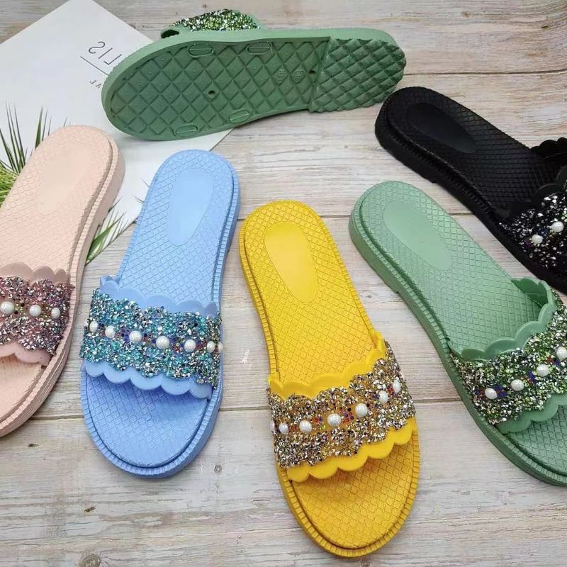 Summer New Word Open Toe Korean Version Of Fashion Lace Small Fresh Flat Casual Slippers Women's Shoes Specification drawing
