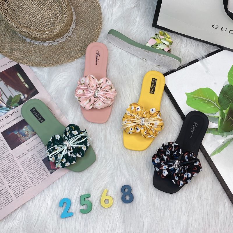 Summer New Word Open Toe Korean Version Of Fashion Lace Small Fresh Flat Casual Slippers Women's Shoes details Picture