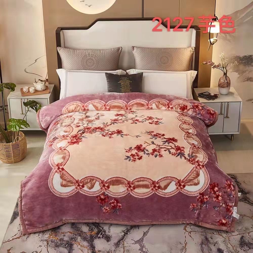 Cross-border new thickened, fleece, warm and soft double-layer Angolan Raschel blanket, wedding blanket, group purchase gift blanket pic 3